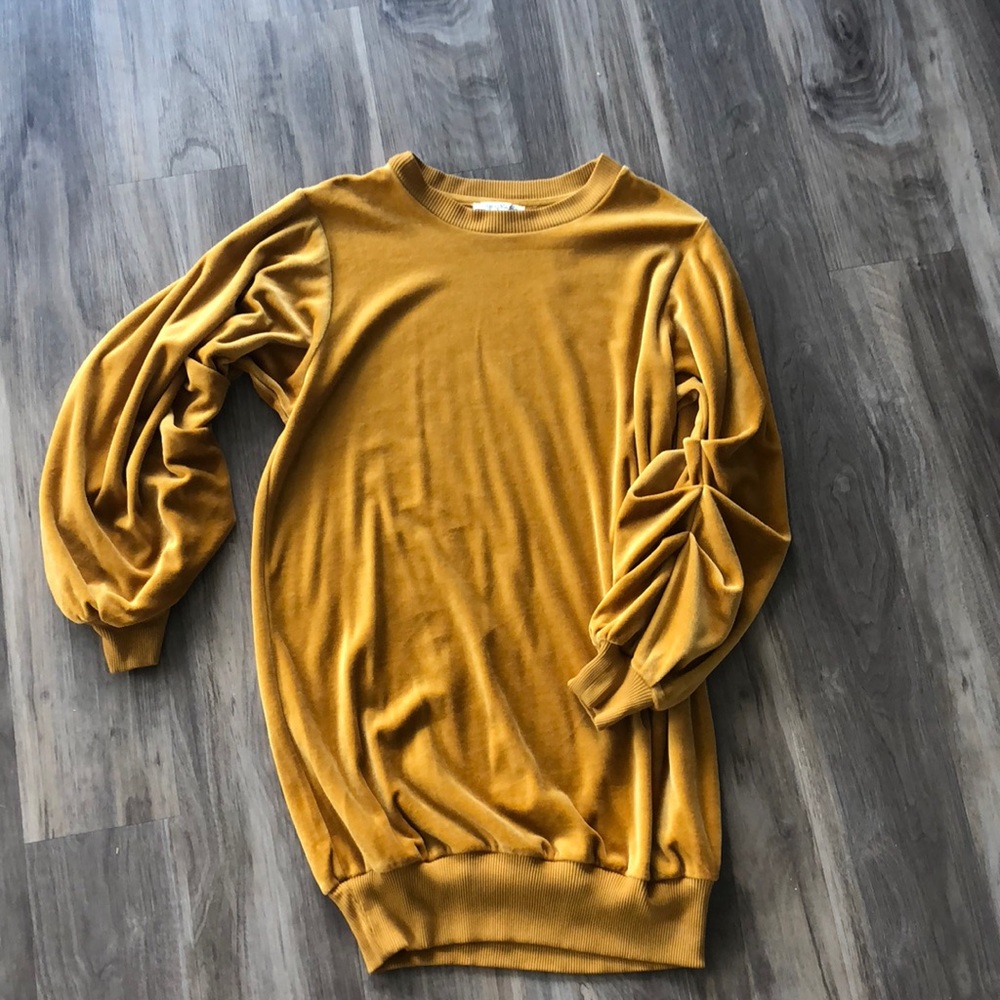 Velour mini sweatshirt dress.